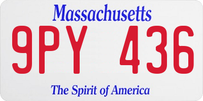 MA license plate 9PY436