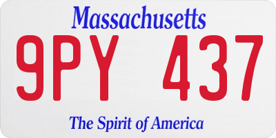 MA license plate 9PY437