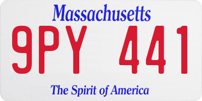 MA license plate 9PY441