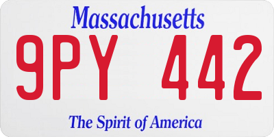MA license plate 9PY442