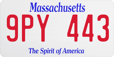 MA license plate 9PY443