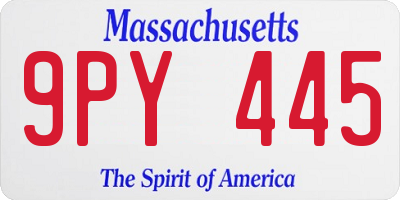MA license plate 9PY445