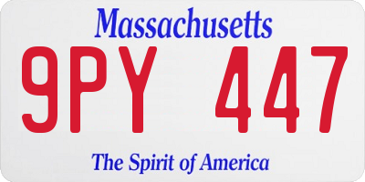 MA license plate 9PY447