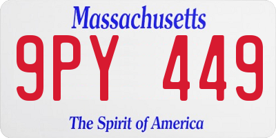 MA license plate 9PY449