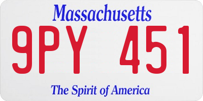 MA license plate 9PY451
