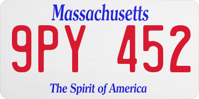 MA license plate 9PY452