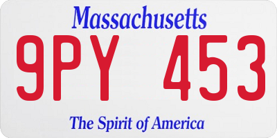 MA license plate 9PY453