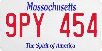 MA license plate 9PY454