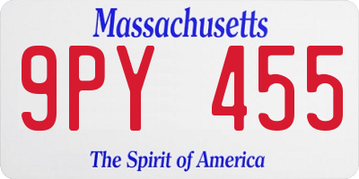 MA license plate 9PY455