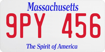 MA license plate 9PY456