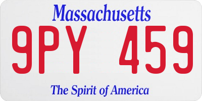 MA license plate 9PY459