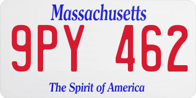 MA license plate 9PY462