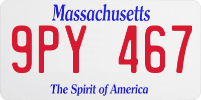 MA license plate 9PY467