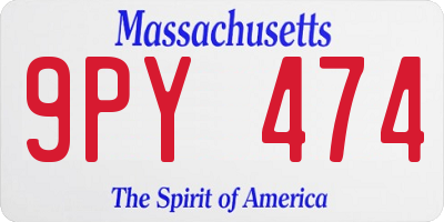 MA license plate 9PY474