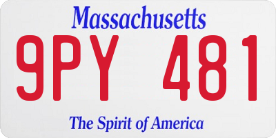MA license plate 9PY481