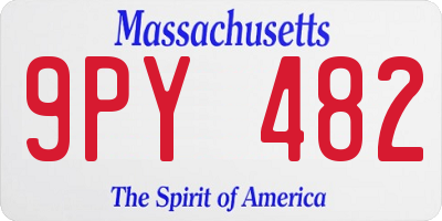 MA license plate 9PY482