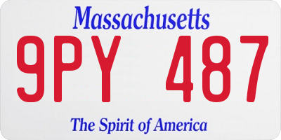 MA license plate 9PY487