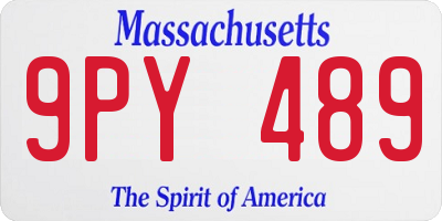 MA license plate 9PY489