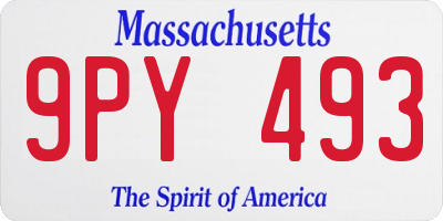 MA license plate 9PY493