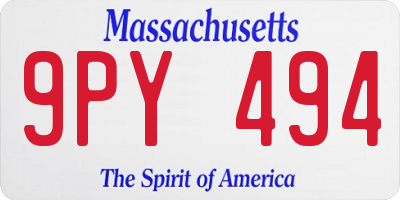 MA license plate 9PY494