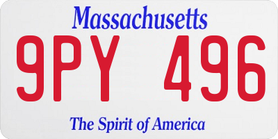 MA license plate 9PY496