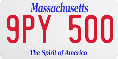 MA license plate 9PY500