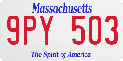 MA license plate 9PY503