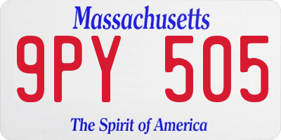 MA license plate 9PY505