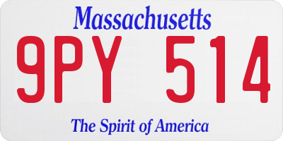 MA license plate 9PY514