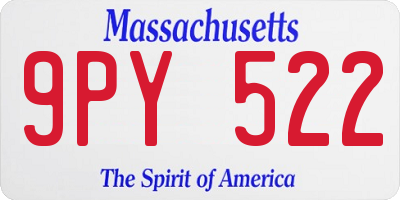 MA license plate 9PY522