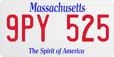 MA license plate 9PY525