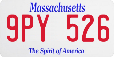 MA license plate 9PY526