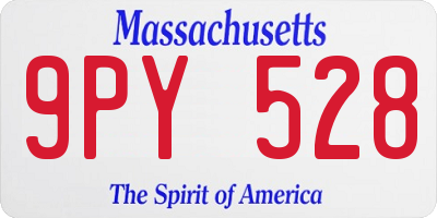 MA license plate 9PY528