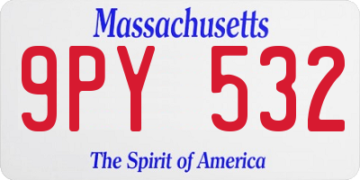 MA license plate 9PY532