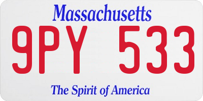 MA license plate 9PY533