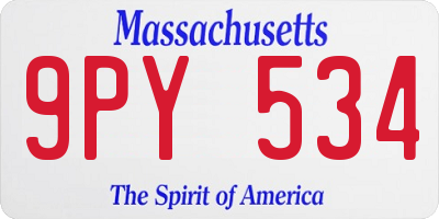 MA license plate 9PY534