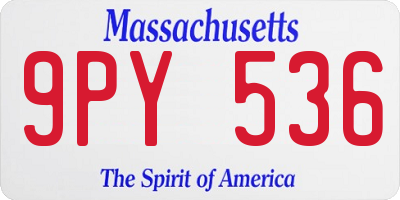 MA license plate 9PY536