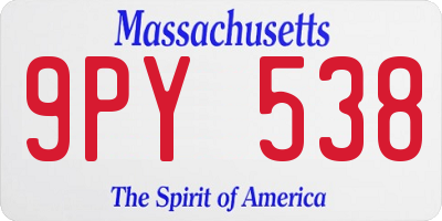 MA license plate 9PY538
