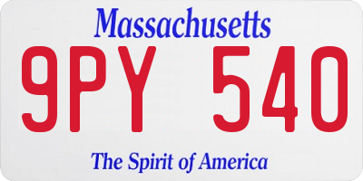 MA license plate 9PY540