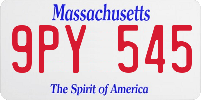 MA license plate 9PY545