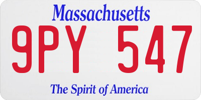 MA license plate 9PY547