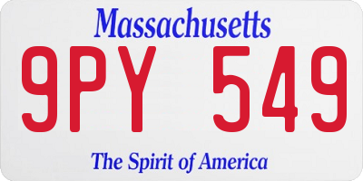MA license plate 9PY549