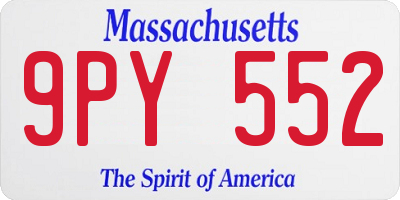 MA license plate 9PY552