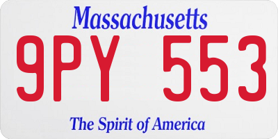 MA license plate 9PY553