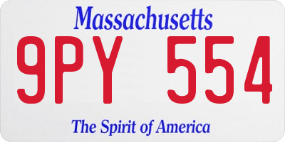 MA license plate 9PY554
