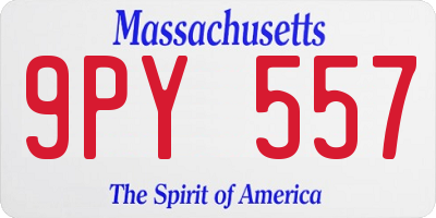 MA license plate 9PY557