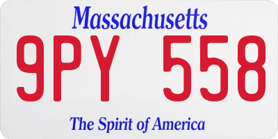MA license plate 9PY558
