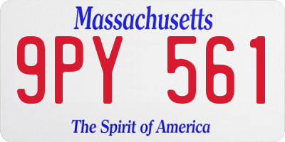 MA license plate 9PY561
