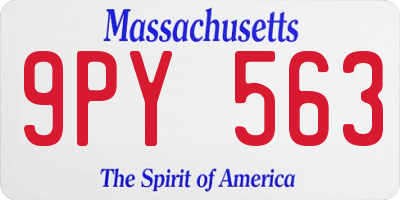 MA license plate 9PY563
