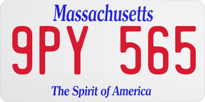 MA license plate 9PY565